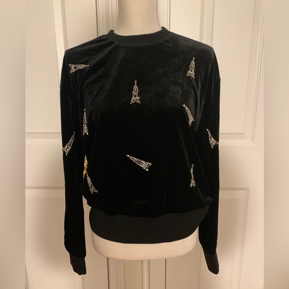 Saint Laurent handmade Black velvet embellished sweatshirt - Picture 3 of 8